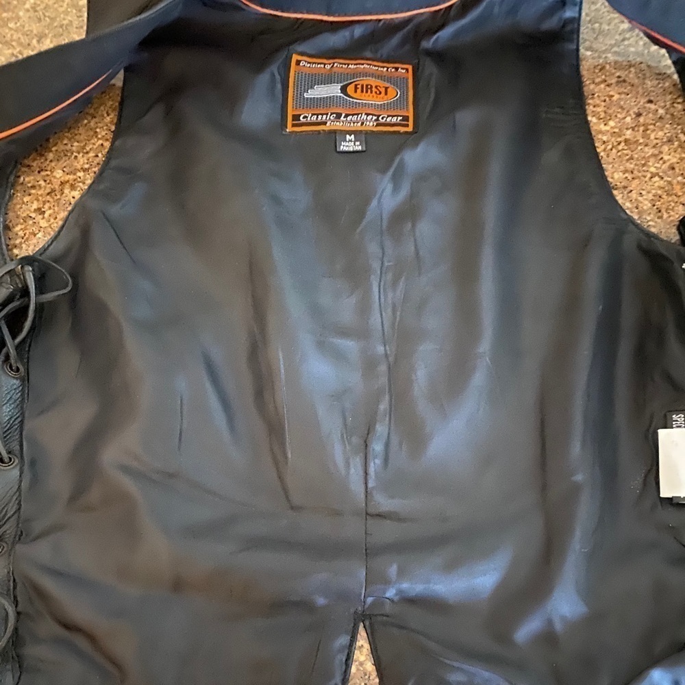 Leather Harley Style Vest. FIRST Mfg. Medium - Picture 7 of 7